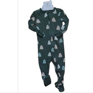 NWT Little Co. By Lauren Conrad Organic Cotton Tree Zip Footed Pajamas ~sz 6M